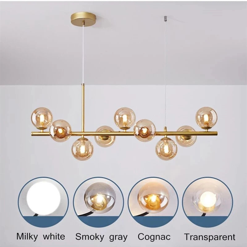 Nordic Modern LED Pendant Gold Light Glass Ball