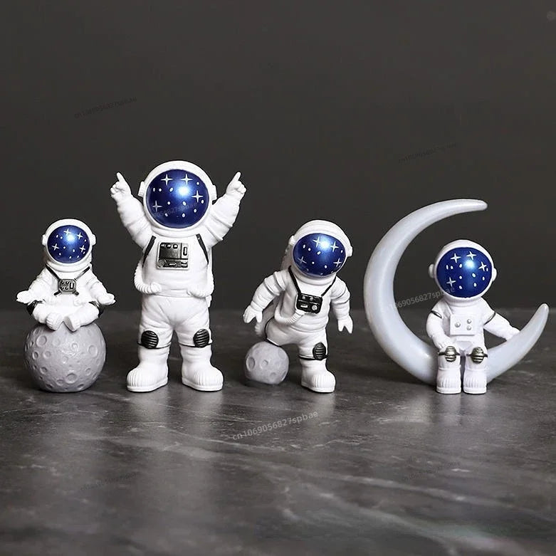 4 pcs Astronaut Figure Statue Figurine Spaceman Sculpture