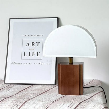 Wabi-Sabi Retro Solid Wood + Fabric Lampshade Decorative Table Lamp