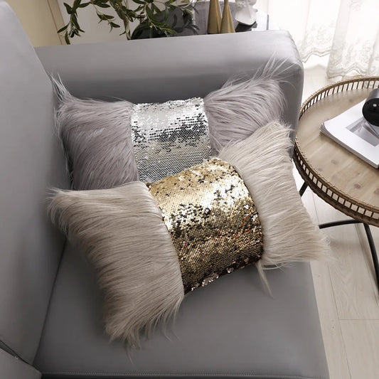 Luxury Sequin Fur Cushion Cover