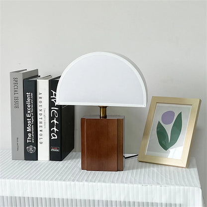 Wabi-Sabi Retro Solid Wood + Fabric Lampshade Decorative Table Lamp