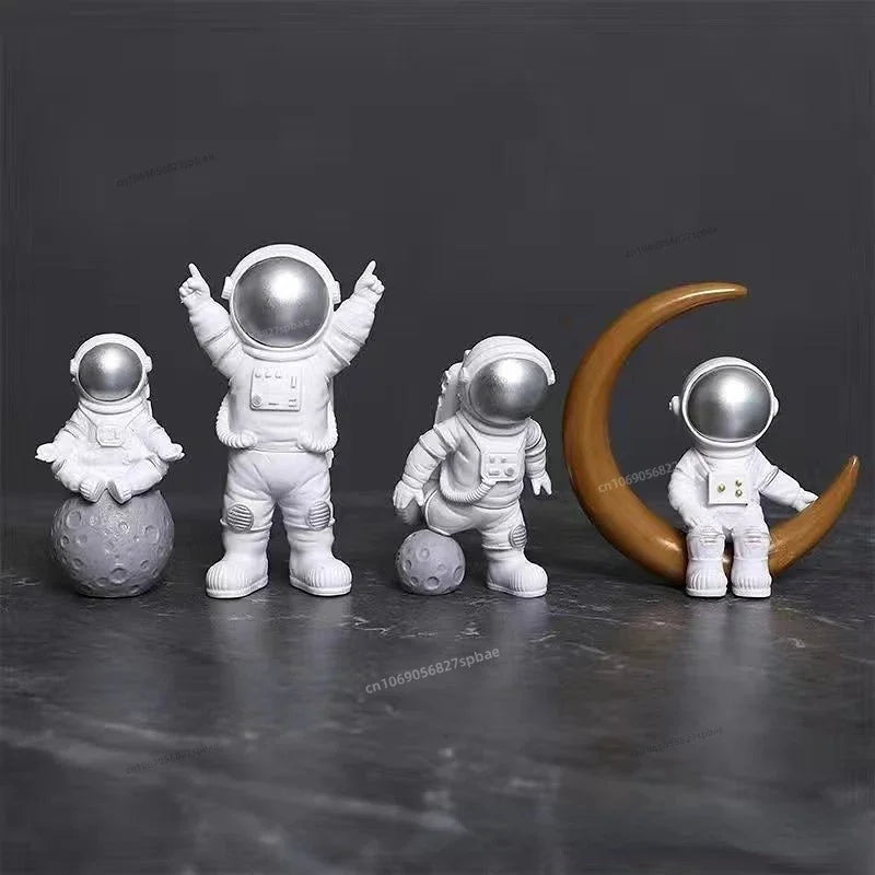 4 pcs Astronaut Figure Statue Figurine Spaceman Sculpture