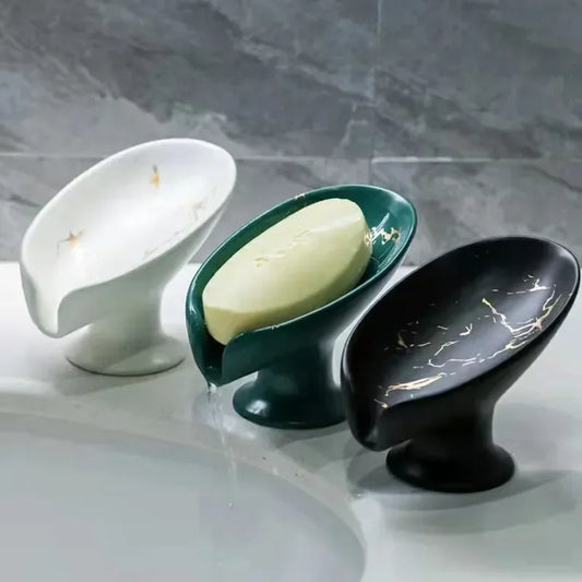 Ceramic Leaf-shaped Drain Soap Dish