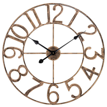 Large Roman Numerals Wall Clock with Retro Round Metal Iron Frame