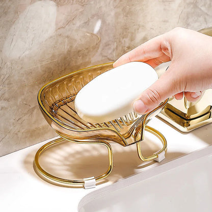 Light Luxury Toilet Shower Soap Holder With Drain Water Soap Storage Case Tray Container