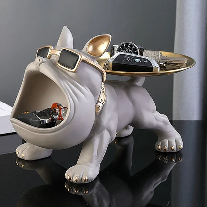 Bulldog Figurine Dog Statue Storage Box