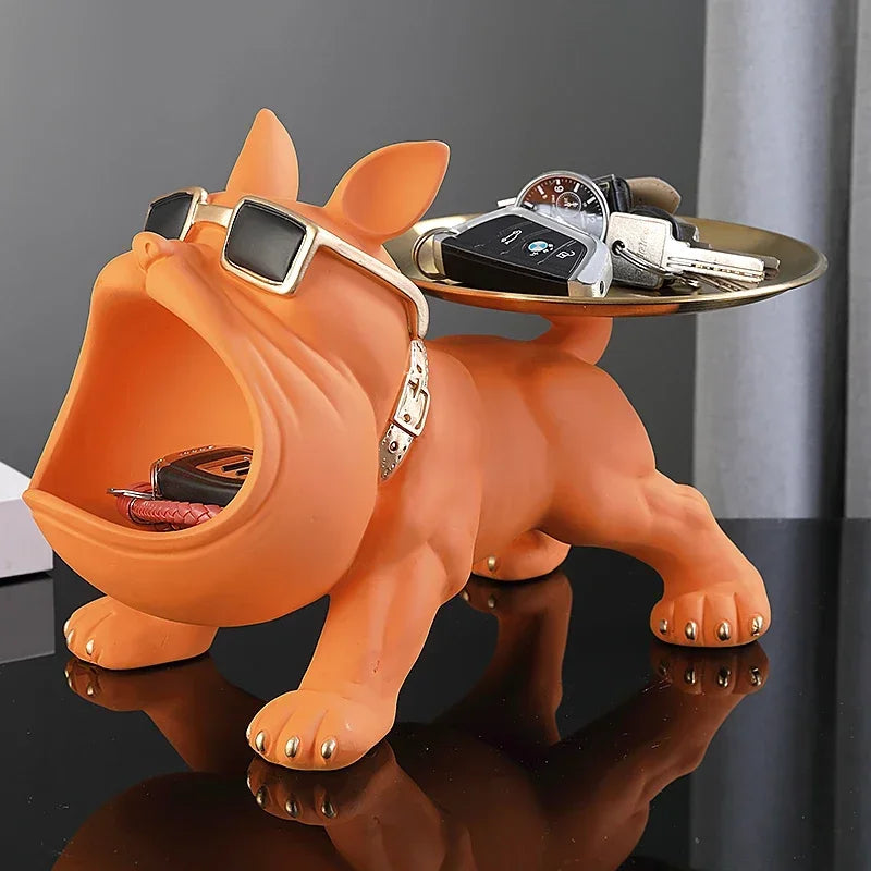 Bulldog Figurine Dog Statue Storage Box