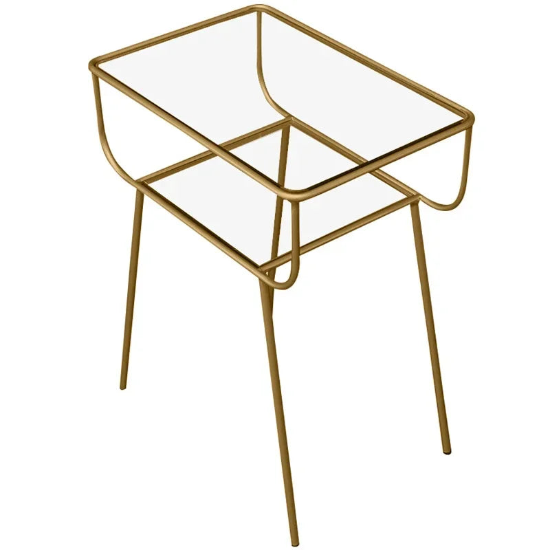 Wrought Iron Glass Creative Bedside Table Corner Storage