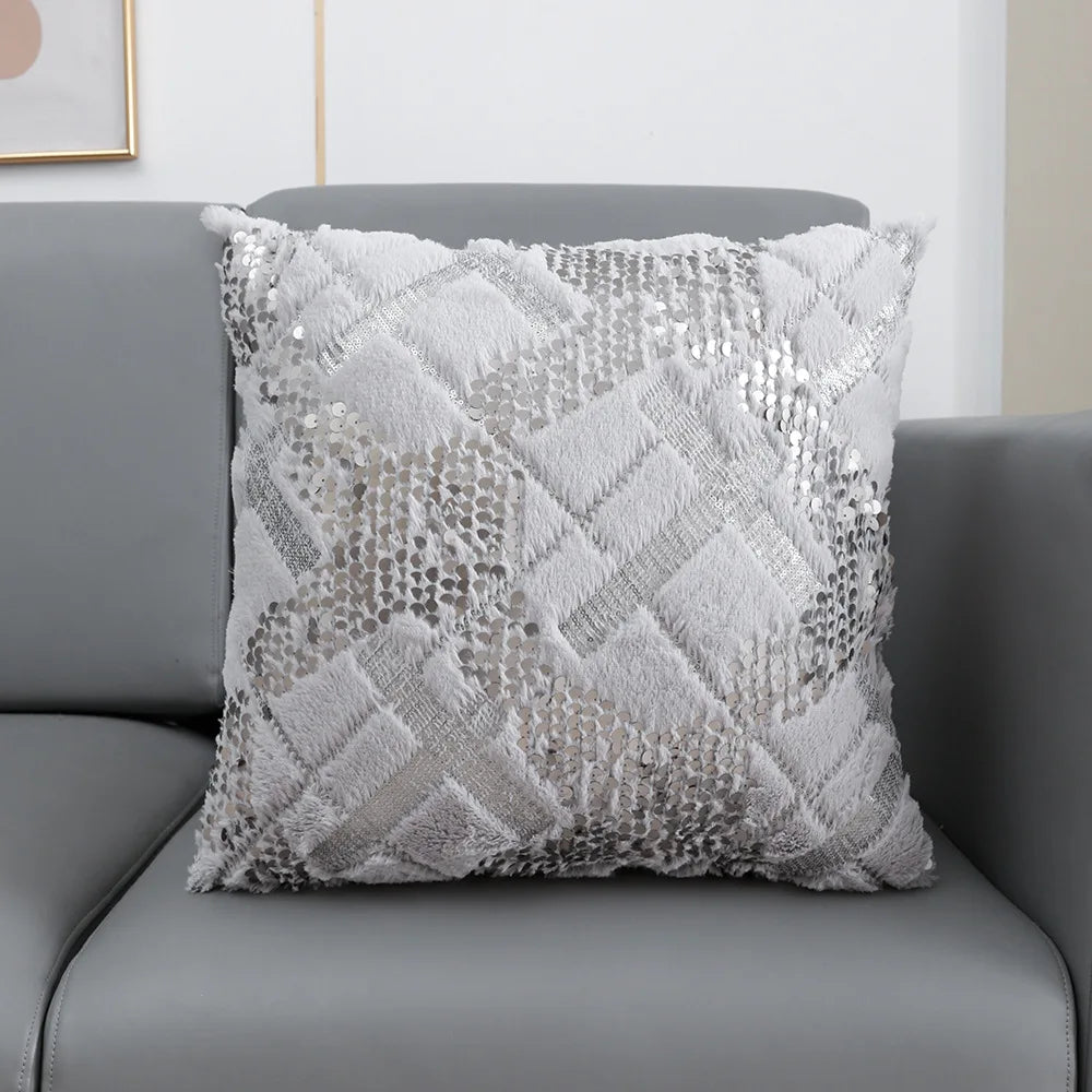 Luxury Sequin Fur Cushion Cover