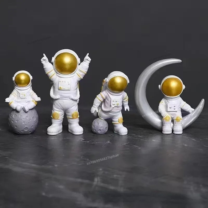 4 pcs Astronaut Figure Statue Figurine Spaceman Sculpture