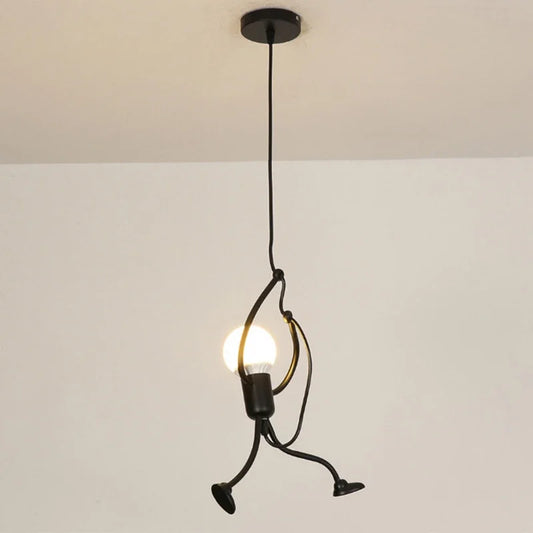 Vintage Iron Little Man Modern Arts Chandelier LED Ceiling Lamp