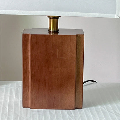 Wabi-Sabi Retro Solid Wood + Fabric Lampshade Decorative Table Lamp